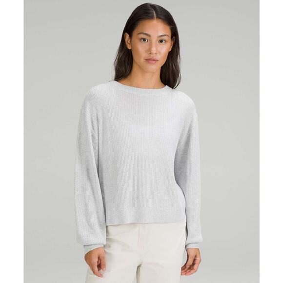 LuluLemon Reversible Crossover Sweater Heathered Core Ultra Light Gray 8 - Picture 2 of 16